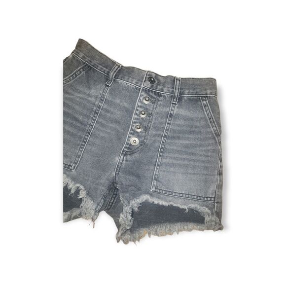 We The Free Black High Rise Button Fly Jesse Carpenter Jean Shorts 25 - Picture 6 of 7